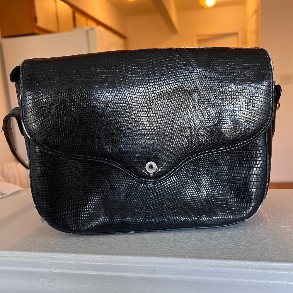 Vintage Gucci Black Genuine Crocodile Bag